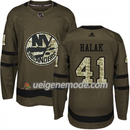 Herren Eishockey New York Islanders Trikot Jaroslav Halak 41 Adidas 2017-2018 Camo Grün Authentic